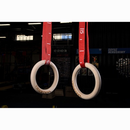 Купить Кольца гимнастические 32 мм красные стропы в Аргуне 
