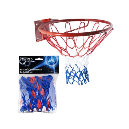 Купить Сетка баскетбольная Torres, нить 4 мм, бело-сине-красная в Аргуне 