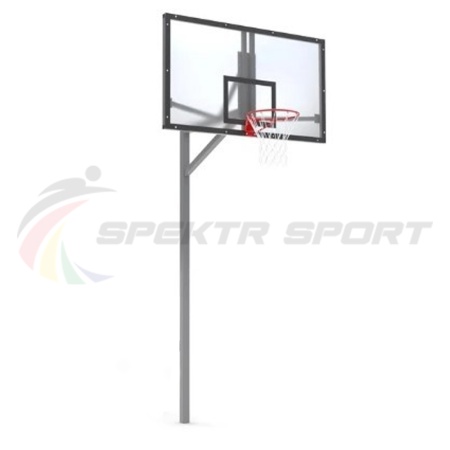 Купить Стойка баскетбольная уличная упрощенная со щитом из оргстекла, кольцом и сеткой SP D 412 в Аргуне 